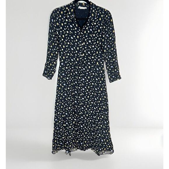 Reformation Dresses & Skirts - Reformation Sz 6 Floral Print Button Front Arcadia Midi Dress Long Sleeves